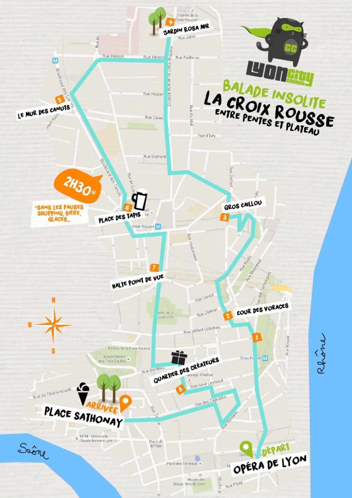 croix rousse Lyon haritası 