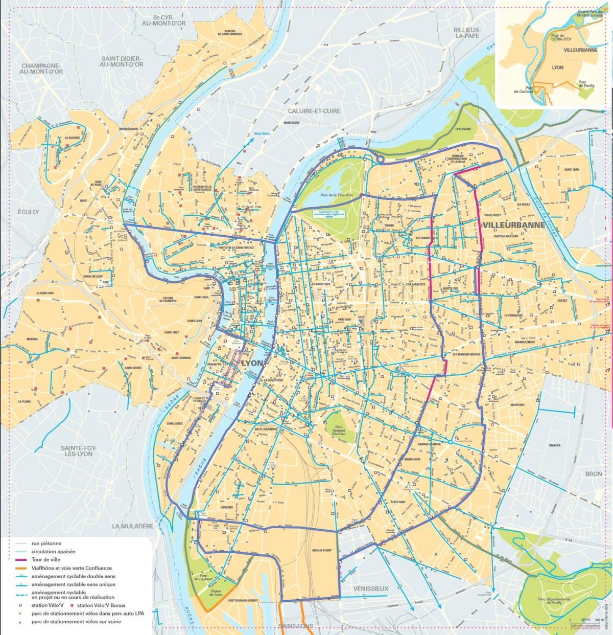 Lyon bisiklet haritası