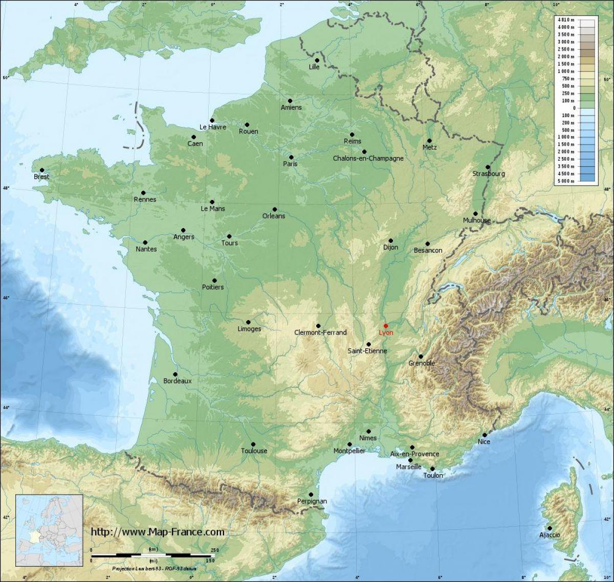 Lyon coğrafi haritası