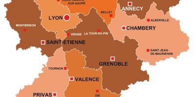 Lyon bölgesi Fransa haritası